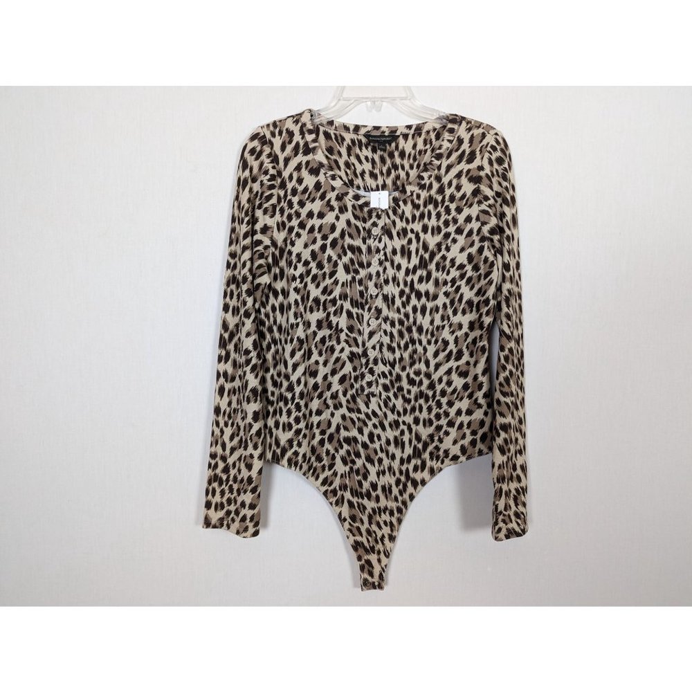 Banana Republic Factory Animal print bodysuit thong long‎ sleeve L
